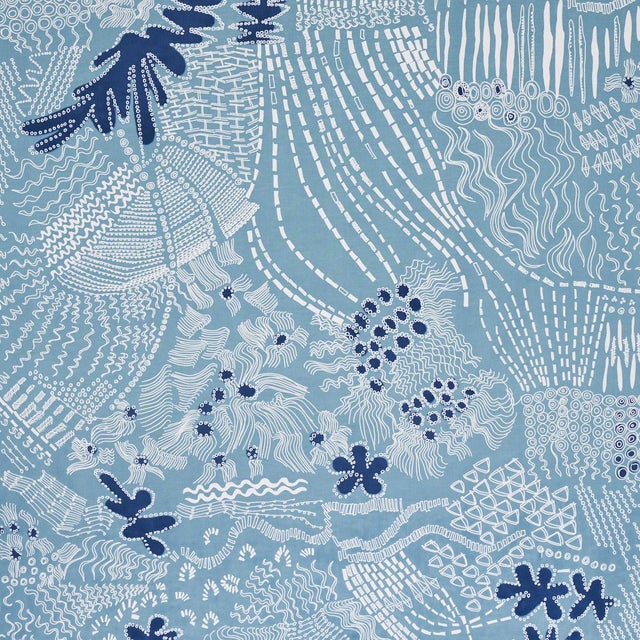 Schumacher Sample - Schumacher X Clements Ribeiro Haven Fabric in Teal & Navy For Sale - Image 4 of 4