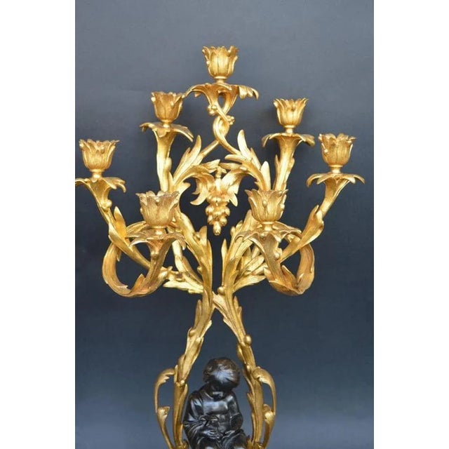 Pair of Late 19th Century Bronze Putti Candelabras For Sale - Image 4 of 9