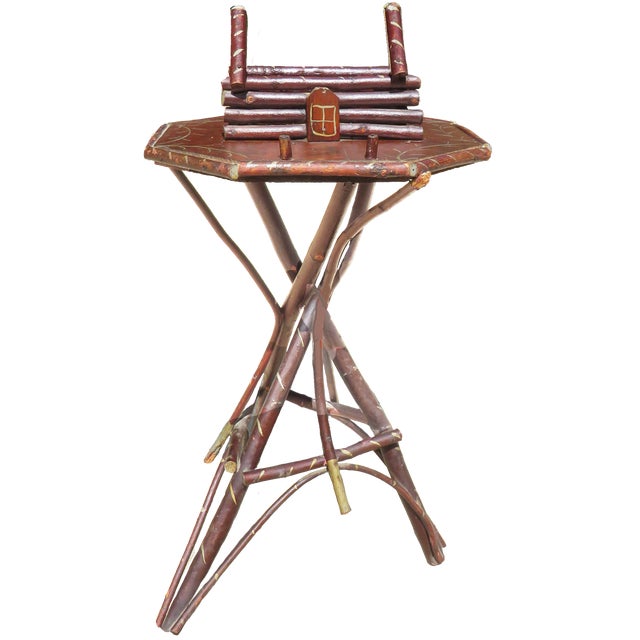 Farmhouse Adirondack Folk Art Bentwood Twig Accent Table For Sale - Image 3 of 8