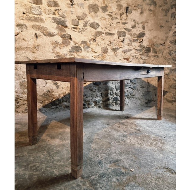 Antique 19th Century French Oak Farm Table with Two Drawers For Sale - Image 4 of 18