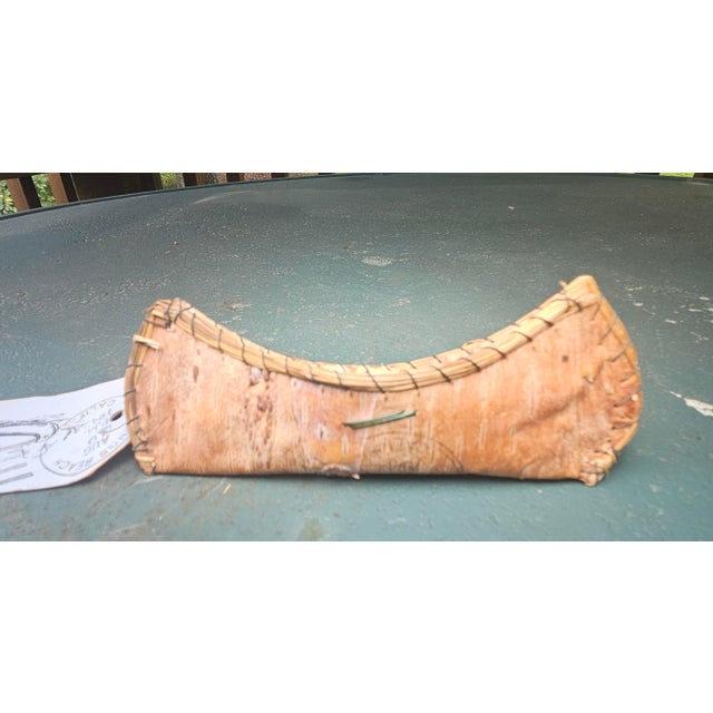 Vintage 1942 Birch Bark," Mailer Canoe" From Kings Beach, Ca With Original Stamp and Tag For Sale - Image 4 of 10