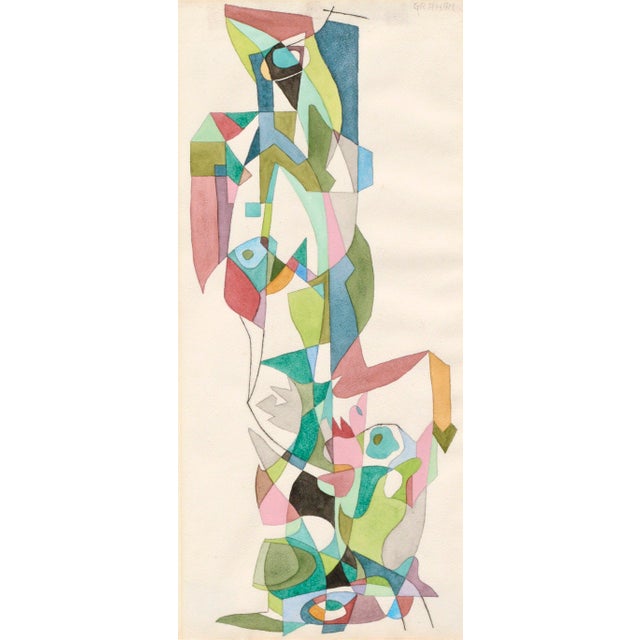 Abstract Ellwood Graham "Indian Dance" Abstract Geometric Composition Circa Early 1960s For Sale - Image 3 of 9