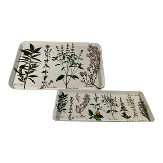 Vintage 1960s Decorative Italian Botanical Print Serving Trays - a Pair For Sale