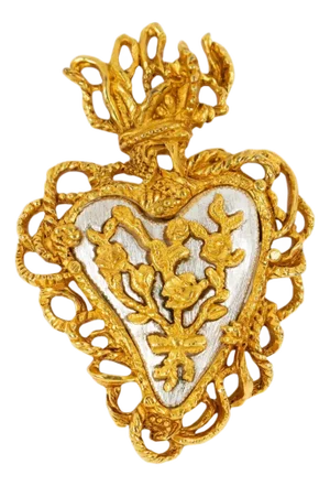Christian Lacroix Gilded Heart Brooch for Noel 97 Limited Edition