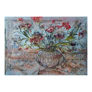 1980s Edna Hibel "Illusion" - Li577- Signed Artist's Proof - 20 X 15 - Floral Vase For Sale