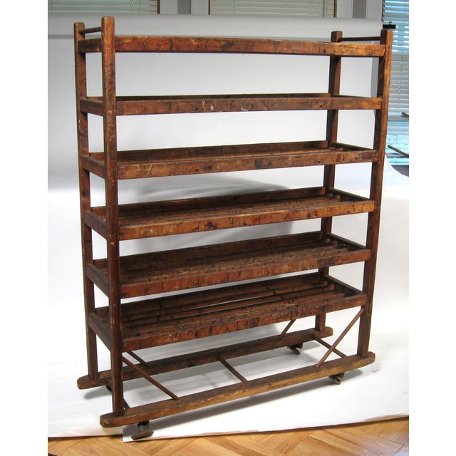 Antique Industrial Cobbler Shoe Factory Rolling Rack Shelves Chairish