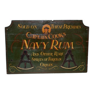 Late 19th Century British Pub Sign "Captain Cooks Navy Rum" C.1880s For Sale
