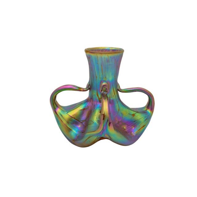 Vase, johann loetz witwe, pg 1/413 decoration, circa 1901, signed material and technique: glass, mould-blown and freeform,...