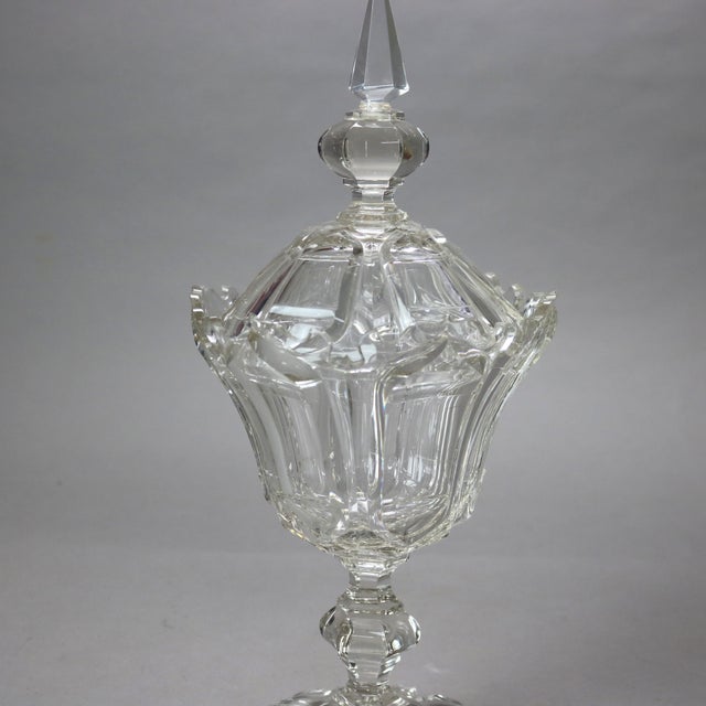 Antique Emhart Cut Glass Lidded Compote Circa 1840 For Sale - Image 4 of 9