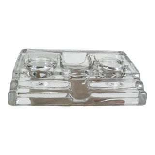 Vintage Glass Inkwell and Pen Holder Desk Organizer Ink Well For Sale
