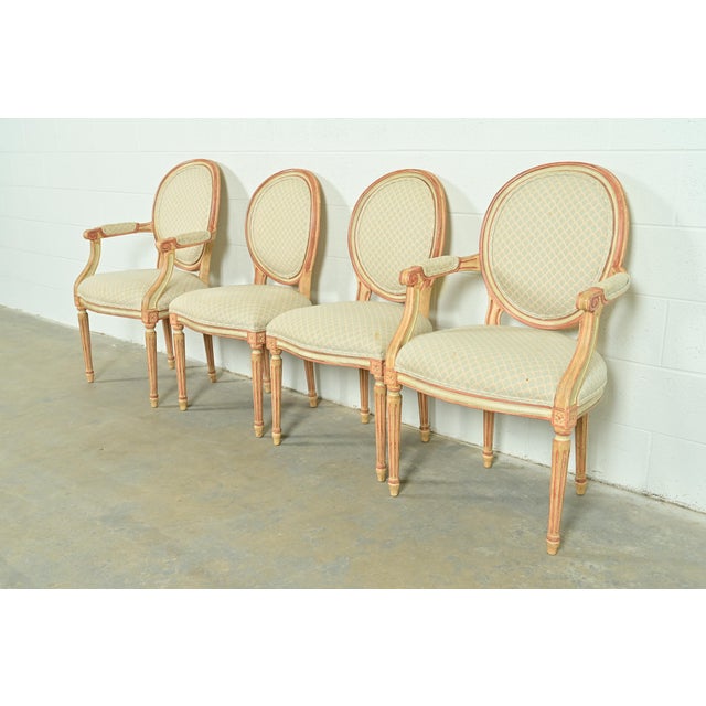 Baker Furniture French Regency Louis XVI Cream and Pink Lacquered Side Chairs or Dining Chairs, Pair For Sale - Image 13 of 14