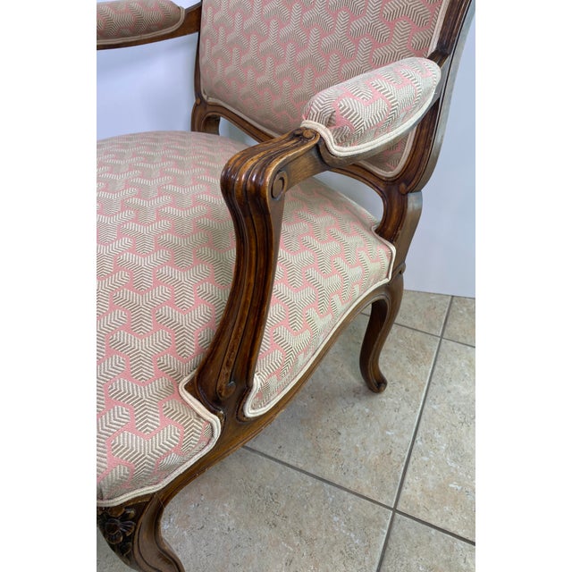 Pair of French Louis XV Style Beechwood Fauteuil Armchairs, Carved Frames For Sale - Image 12 of 12