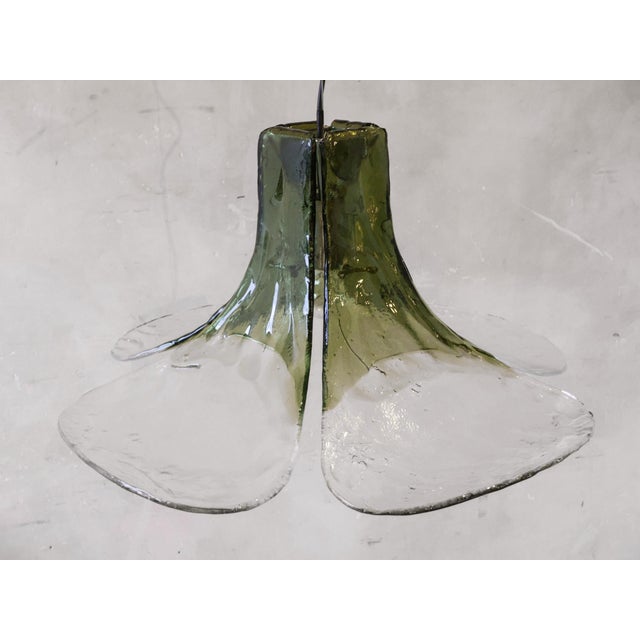 Flower-Shaped Green Murano Glass Hanging Lamp, 1960s For Sale - Image 6 of 12