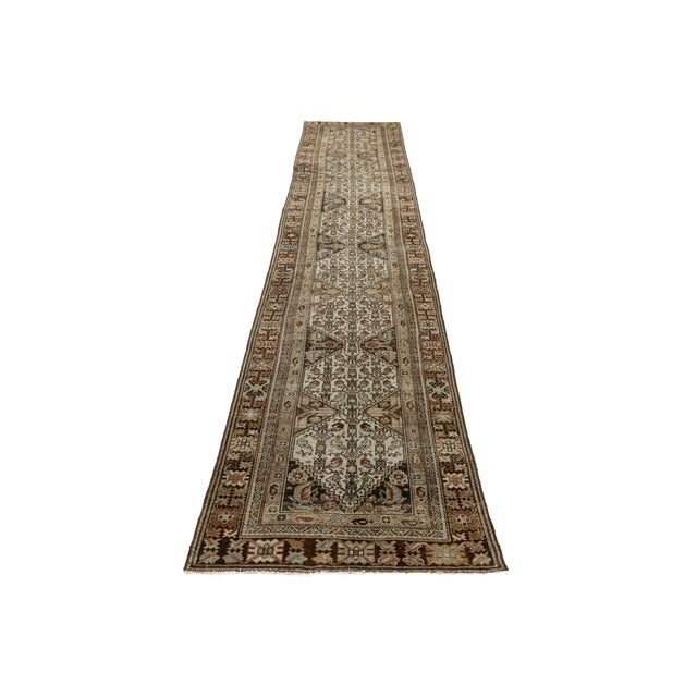 Antique Malayer Wool Runner With Geometric Medallion Lattice For Sale - Image 4 of 9