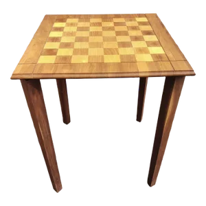 Drueke Solid Walnut and Birch Parquetry Double Sided Games Table
