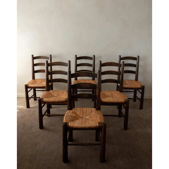 Vintage French Brutalist Dining Chairs by Georges Robert, 1950s, Set of 6 For Sale - Image 6 of 18