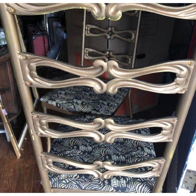 1970s Pair of Italian Gilded Gold Chairs With Zebra Print Cushions For Sale - Image 9 of 11