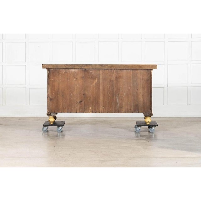 English Painted Pine Dresser Base with Drawers and Elm Top, 1890 For Sale - Image 15 of 16