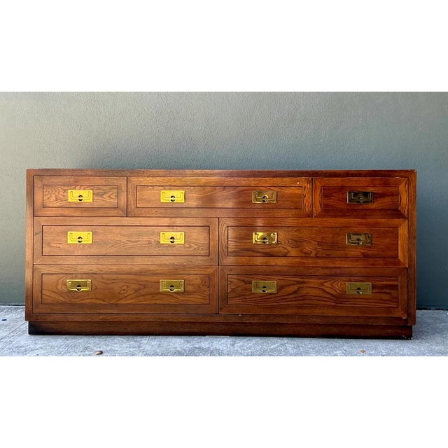 Late 20th Century Vintage Henredon Campaign Dresser For Sale - Image 5 of 12