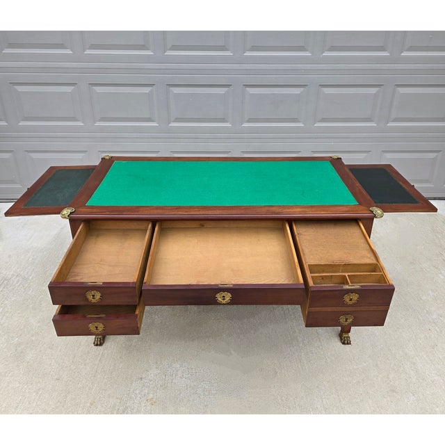 19th Century French Empire Gilt Bronze Mounted Writing Desk For Sale - Image 4 of 18