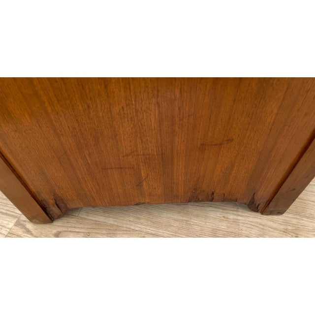 1930s Art Deco Desk Waterfall Top Seven Dovetail Brass Drawers Walnut Finished Back For Sale - Image 10 of 18