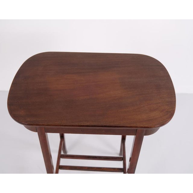 Mahogany Lamp Table or Sewing Table with Brass Lock and Tapered Legs, 1920 For Sale - Image 4 of 15