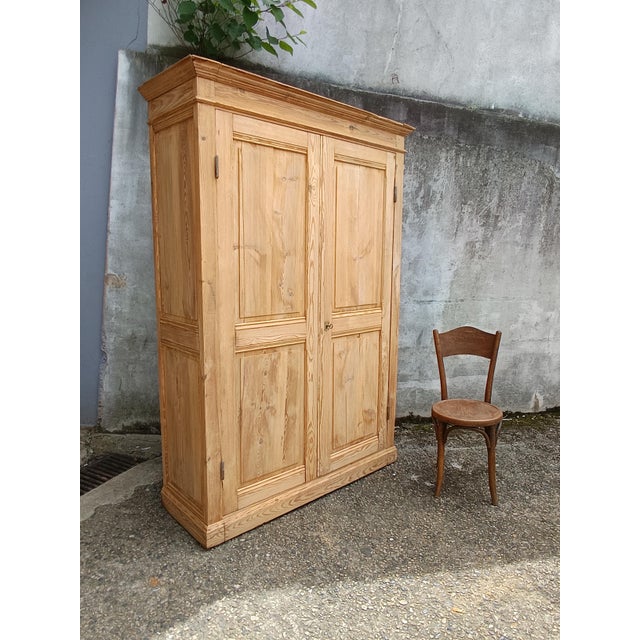 Antique Stripped Fir Wardrobe, 1890s For Sale - Image 4 of 18