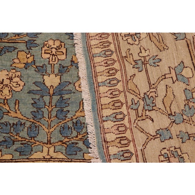 Blue 1980s Boho Chic Low Pile Lt. Blue/Tan Wool Rug - 8'11" X 11'9" For Sale - Image 8 of 9