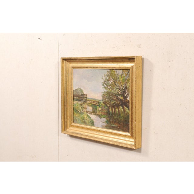 French Country French Country River Landscape, C. 1910 For Sale - Image 3 of 9