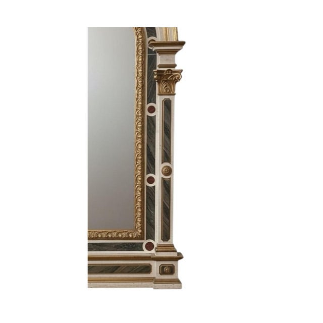 Wood Monumental Late 18th C. Italian Venetian Mirror W/ Faux Marble & Carved Giltwood For Sale - Image 7 of 9