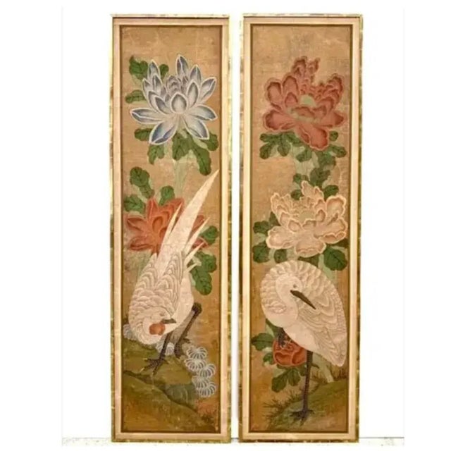 Antique Chinese Hand Painted Panel Screens, a Pair For Sale - Image 13 of 13