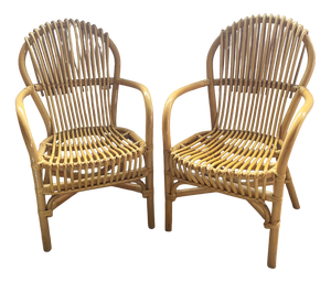 Set of Vintage Armchairs in Bamboo & Rattan, 1960s