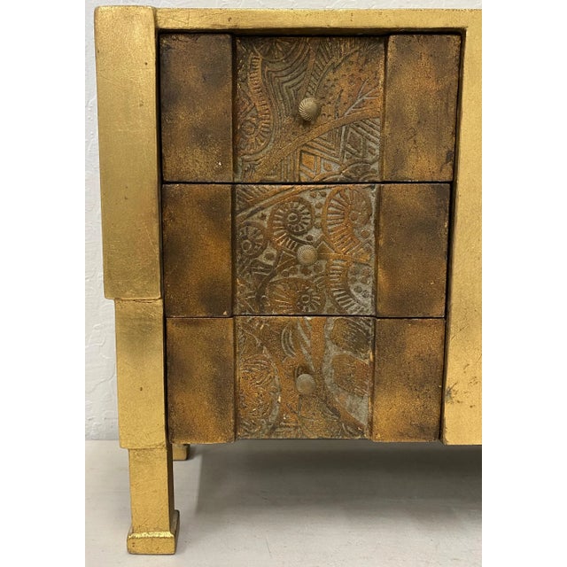 Mid 20th C. Deco Style Carved & Gilded Jewelry Box Dimensions 19" wide x 7" deep x 14" high. Very good condition.