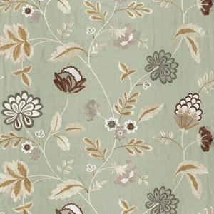 Schumacher Palampore Embroidery Fabric in Mineral