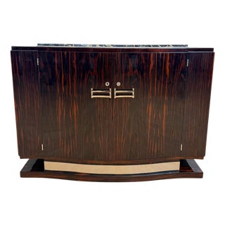 Art Deco Sideboard in Macassar, Marble & Chrome, France, 1930 For Sale