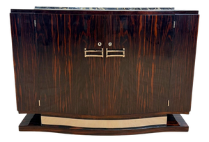 Art Deco Sideboard in Macassar, Marble & Chrome, France, 1930