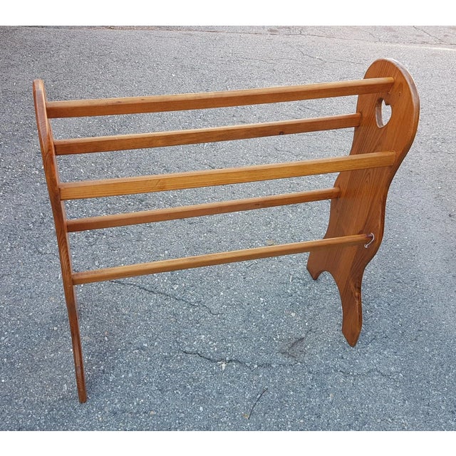 Brown Vintage Solid Pine Quilt or Blanket Rack For Sale - Image 8 of 10