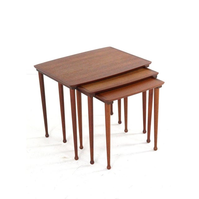 Wood Nesting Tables by Jørgen Aakjær Jørgensen for Møbelintarsia, 1960s, Set of 3 For Sale - Image 7 of 18