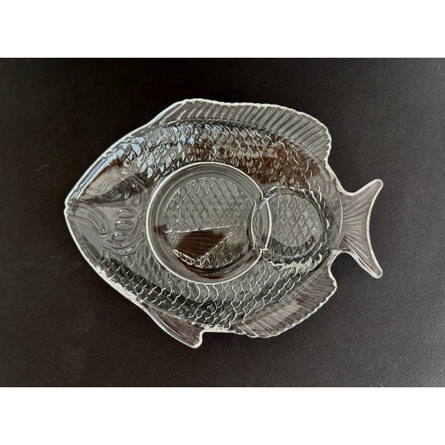 1970s Vintage French 'Poisson' Fish Glass Snack Plate - Set of 4 For Sale - Image 5 of 5