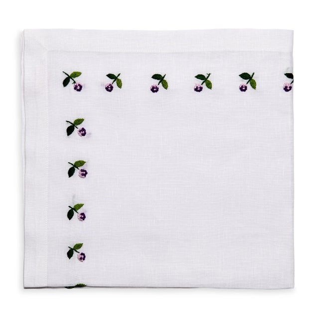 Boho Chic Deborah Rhodes French Mum Napkins, Lavender, Set of 4 For Sale - Image 3 of 3