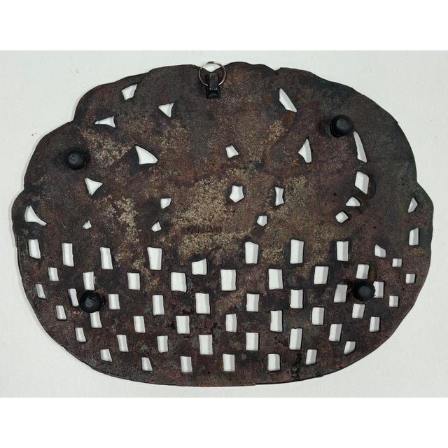 Mid 20th Century Vintage Fruit Basket Motif Copper Trivet For Sale - Image 5 of 5