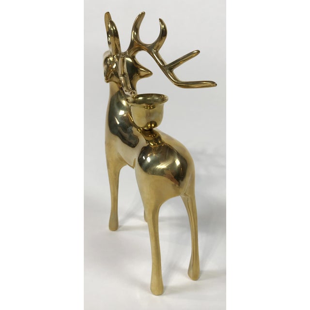 Late 20th Century Modern Brass Deer Stag Candlestick Holder For Sale - Image 5 of 5