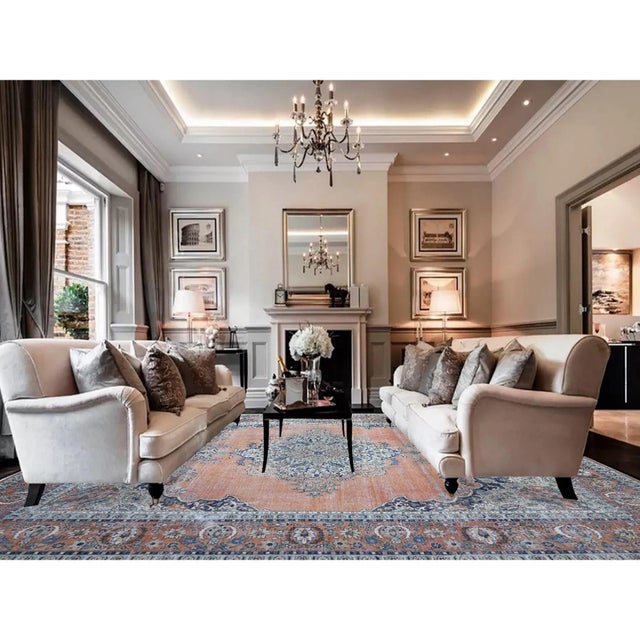 1960s 1960 12'2"x15'2" Orange Pure Wool Hand Knotted Vintage Tabriz Oversized Oriental Rug For Sale - Image 5 of 12