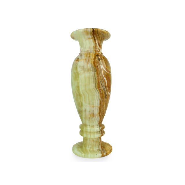 Contemporary Mid 20th Century Solid Onyx Carved Traditional Urn Design Vase For Sale - Image 3 of 12