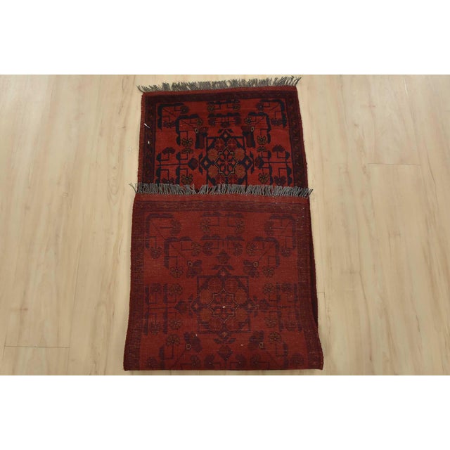 Red Turkmen Runner 1’10” X 4’10” Red Wool Tribal Hand-Knotted Oriental Rug For Sale - Image 8 of 9