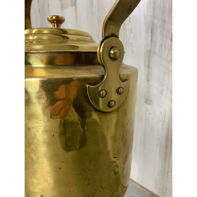 Metal Antique Dutch Brass Coffee Pot and Trivet For Sale - Image 7 of 13