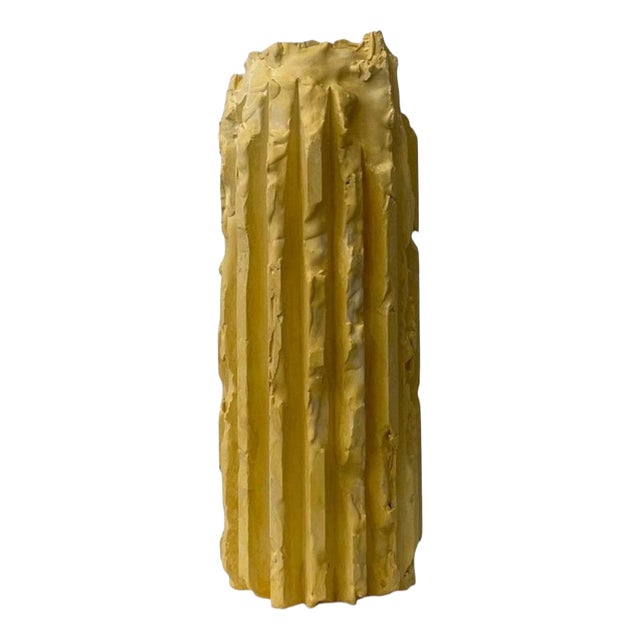 Rib 16x Thin Yellow Cornice Vase by Lenny Stopp For Sale