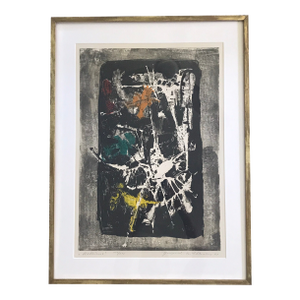 Heinrich Wilthelm Original Abstract Woodblock, Signed and Dated 1967, Numbered 114/270.