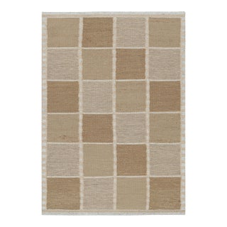 Rug & Kilim’s Scandinavian Style Rug in Beige-Brown & Cream Geometric Patterns - 8x10 For Sale