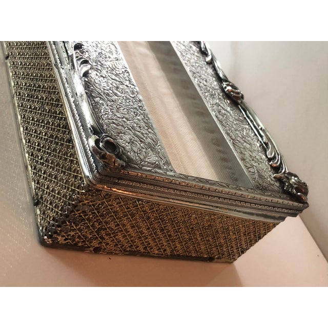 Art Nouveau 1940s Silverplate Repoussé Tissue Box Cover For Sale - Image 3 of 12